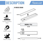 Load image into Gallery viewer, Tile Insert Shower Drain Channel (18 x 5 Inches) with Cockroach Trap (304 Grade) - by Specule