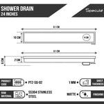 Load image into Gallery viewer, Matte Black Wave 304 Grade Shower Drain Channel 24x4 Inch with Cockroach Trap – by Specule