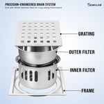 Load image into Gallery viewer, Cube Square 304-Grade Floor Drain with Collar, Hole & Cockroach Trap (5 x 5 Inches) - by Specule