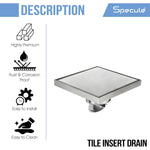 Load image into Gallery viewer, Tile Insert Shower Drain Channel (5 x 5 Inches) with Cockroach Trap (304 Grade) - By Specule