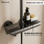 Load image into Gallery viewer, Specule Smart 3-in-1 Black Wall Mixer | 3-Way Control | Space-Saving Storage Design