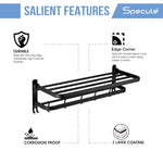 Load image into Gallery viewer, Square Black Foldable Stainless Steel Towel Rack (24 Inches) - by Specule