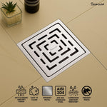 Load image into Gallery viewer, Garnet Square 304-Grade Floor Drain with Collar, Hole & Cockroach Trap (5 x 5 Inches) - by Specule