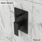 Wall-mounted bathroom diverter valve – matte black high-flow shower diverter