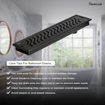 Load image into Gallery viewer, Matte Black Wave 304 Grade Shower Drain Channel 24x4 Inch with Cockroach Trap – by Specule