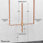Load image into Gallery viewer, Cube Brass Diverter Set with Multi Flow Overhead Wall Mount Shower & Bath Tub Spout - by Specule
