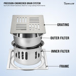 Load image into Gallery viewer, Topaz Square 304-Grade Floor Drain with Collar, Hole & Cockroach Trap (5 x 5 Inches) - by Specule