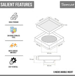 Load image into Gallery viewer, Marble Insert Shower Drain Channel (6 x 6 Inches) with Cockroach Trap (304 Grade) (21mm) - By Specule