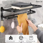 Load image into Gallery viewer, Square Black Foldable Stainless Steel Towel Rack (24 Inches) - by Specule