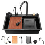 Load image into Gallery viewer, Specule 24x18x9 Waterfall Honeycomb Integrated Kitchen Sink – Modern Stainless Steel Basin with Smooth Water Flow