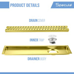 Load image into Gallery viewer, Gold Wave 304 Grade Shower Drain Channel 12x4 Inch with Cockroach Trap – by Specule