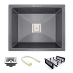 Load image into Gallery viewer, Ash Grey Quartz Single Bowl Kitchen Sink (24 x 18 x 9 Inches)