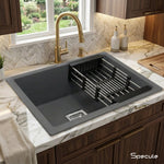 Load image into Gallery viewer, Ash Grey Quartz Single Bowl Kitchen Sink (24 x 18 x 9 Inches)