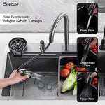 Load image into Gallery viewer, Handmade Smart Waterfall Black Kitchen Sink (24 x 18 x 10 Inches)