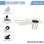 Load image into Gallery viewer, Square Stainless Steel Soap Dish With Tumbler Holder (Chrome) – by Specule