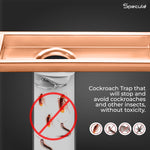 Load image into Gallery viewer, Removable cockroach and odor trap mechanism for rose gold linear shower drain 18x4