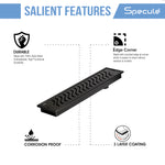 Load image into Gallery viewer, Matte Black Wave 304 Grade Shower Drain Channel 24x4 Inch with Cockroach Trap – by Specule