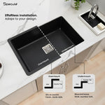 Load image into Gallery viewer, Black Quartz Single Bowl Kitchen Sink (24 x 18 x 9 Inches)