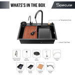 Load image into Gallery viewer, Handmade Smart Waterfall Black Kitchen Sink (24 x 18 x 10 Inches)