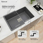 Load image into Gallery viewer, Ash Grey Quartz Single Bowl Kitchen Sink (24 x 18 x 9 Inches)