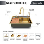 Load image into Gallery viewer, Modern golden kitchen sink handmade with piano coating