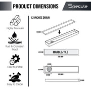 Tile Insert Shower Drain Channel (12 x 2 Inches) with Cockroach Trap (304 Grade) - by Specule