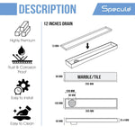 Load image into Gallery viewer, Tile Insert Shower Drain Channel (12 x 4 Inches) with Cockroach Trap (304 Grade) - by Specule
