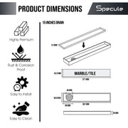 Tile Insert Shower Drain Channel (15 x 2 Inches) with Cockroach Trap (304 Grade) - by Specule