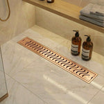 Load image into Gallery viewer, RoseGold Wave 304 Grade Shower Drain Channel 24x4 Inch with Cockroach Trap – by Specule