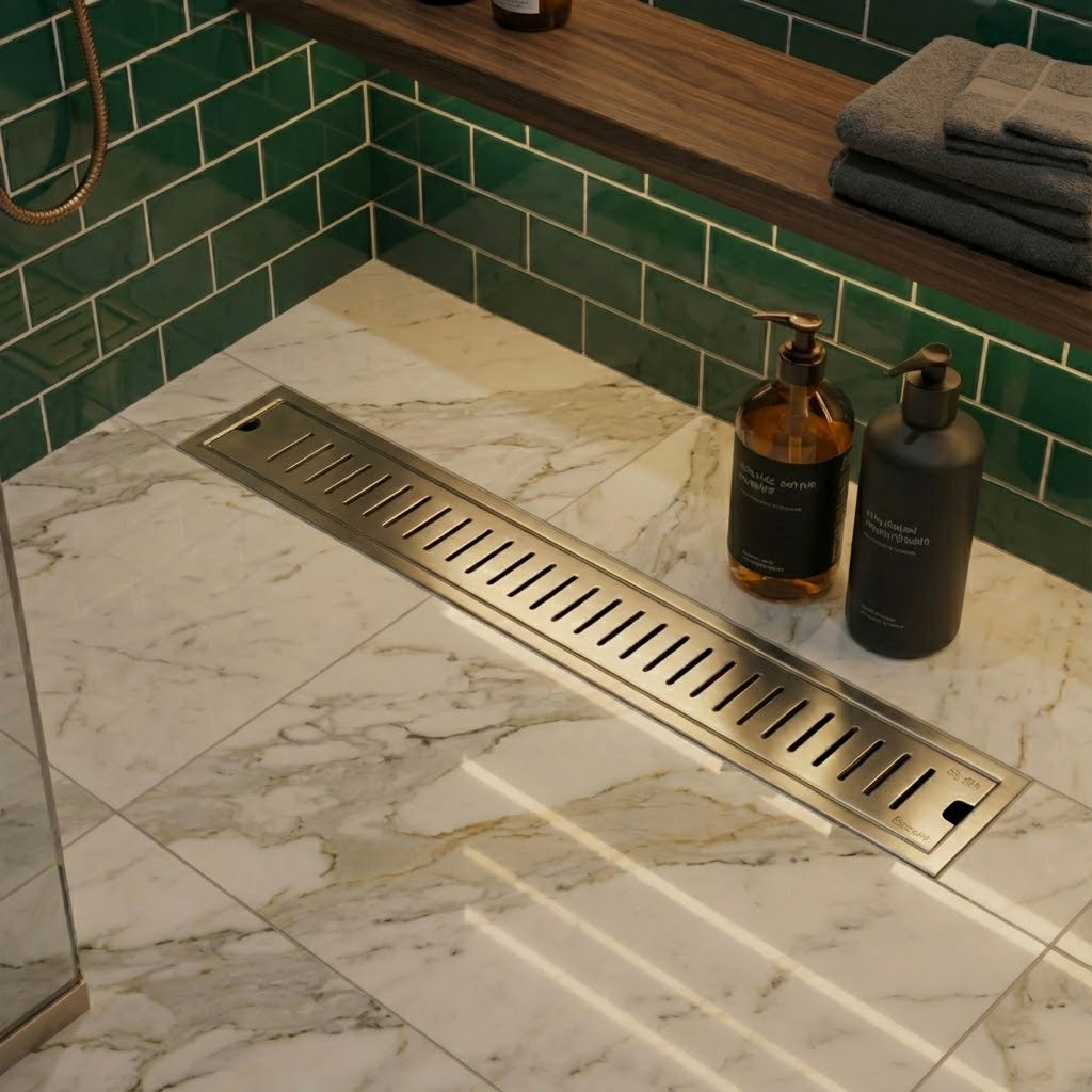 Linear Shower Drain Channel 18x4 Inch with Cockroach Trap (304 Grade Stainless Steel) – by Specule
