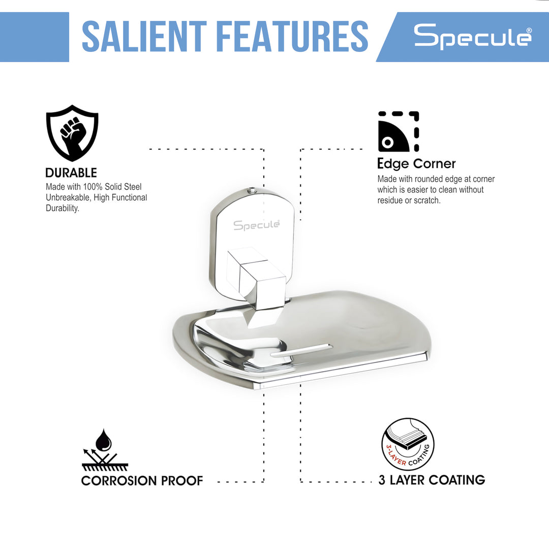 Creta Stainless Steel and frosted Glass Soap Dish - by Specule