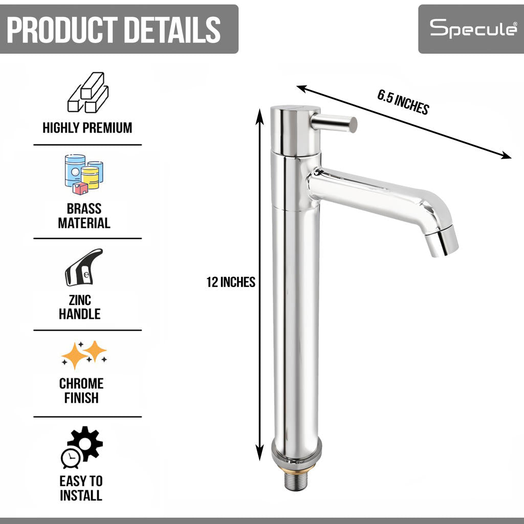 Flora Tall Body Brass Wash Basin 12 Inches Pillar Tap – by Specule