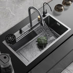 Load image into Gallery viewer, Handmade Waterfall Kitchen Sink With Pull-down Faucet Set (30 x 18 x 10 Inches) - by Specule
