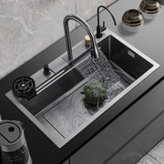 Handmade Waterfall Kitchen Sink With Pull-down Faucet Set (30 x 18 x 10 Inches) - by Specule
