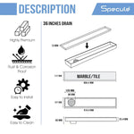 Load image into Gallery viewer, Tile Insert Shower Drain Channel (36 x 5 Inches) with Cockroach Trap (304 Grade) - by Specule