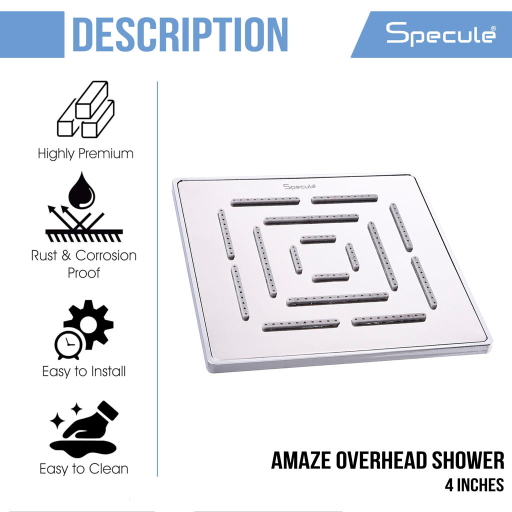 Maze Stainless Steel Overhead Shower (4 x 4 inches) – by Specule