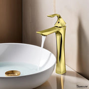 Twisted Gold Basin Tap Single Lever Mixer Deck mount Tall Body Wash Basin Tap