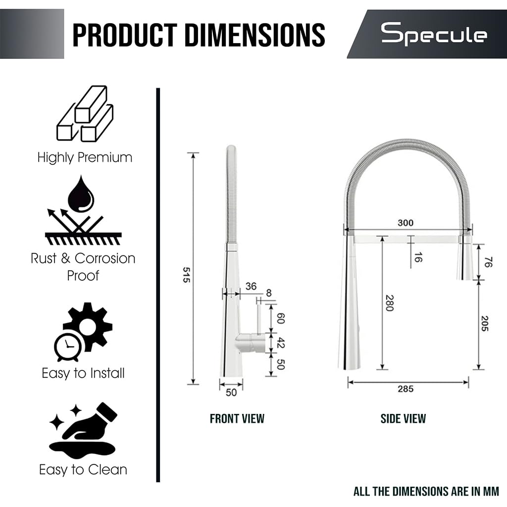 Spring Dual Flow Pull-Down Brass Kitchen Mixer Faucet - By Specule