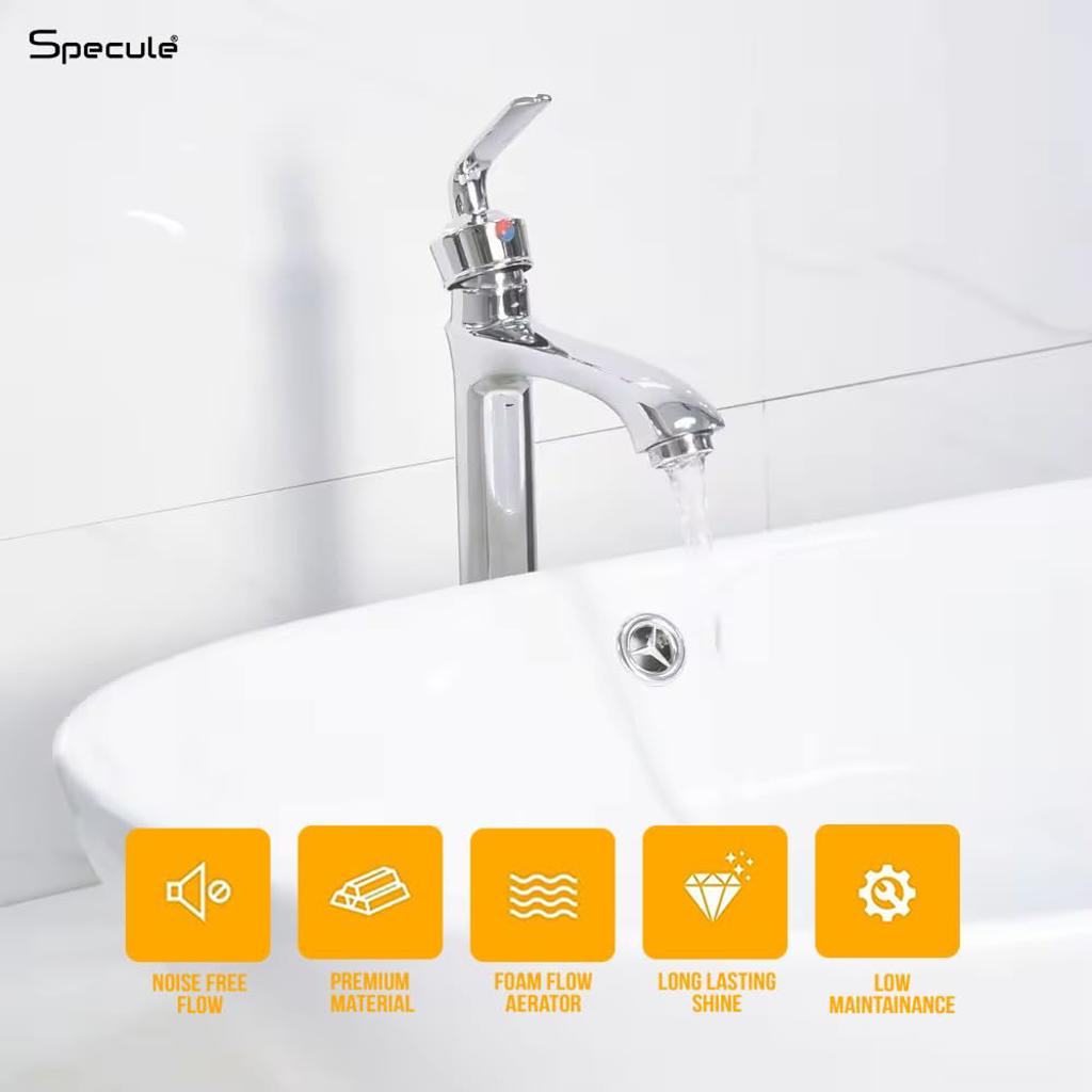 Atrio Tall Body Wash Basin 12 Inches Pillar Tap (Chrome) – by Specule