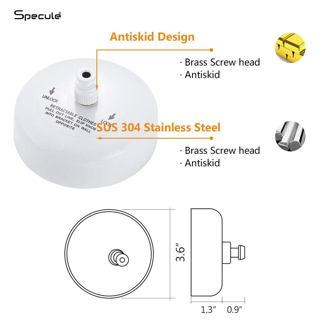 Stainless Steel Retractable 9.2 Feets Cloth Line (White) - by Specule