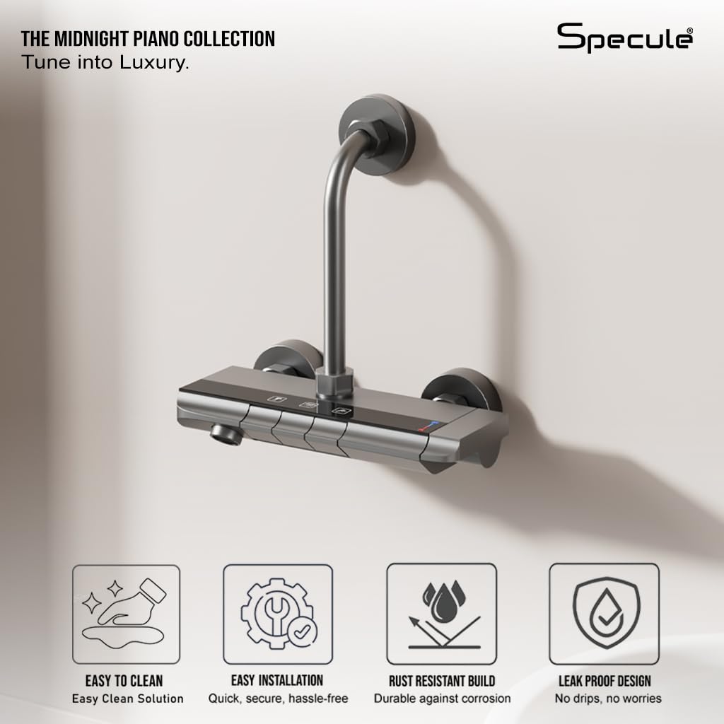 Specule Smart 3-in-1 Black Wall Mixer | 3-Way Control | Space-Saving Storage Design