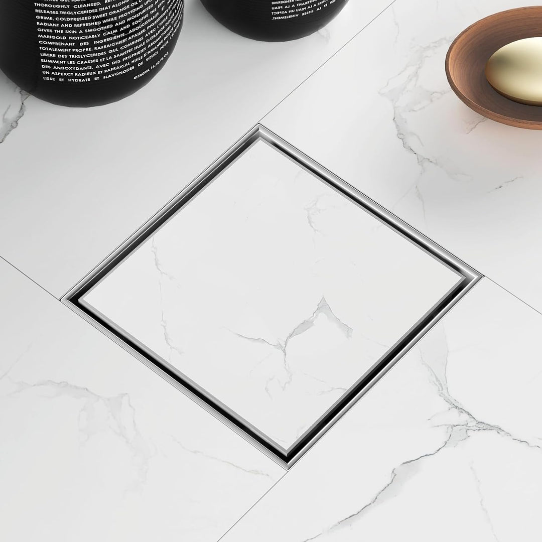 Tile Insert Shower Drain Channel (6 x 6 Inches) with Cockroach Trap (304 Grade) - By Specule