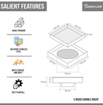 Load image into Gallery viewer, Marble Insert Shower Drain Channel (5 x 5 Inches) with Cockroach Trap (304 Grade) (21mm) - By Specule
