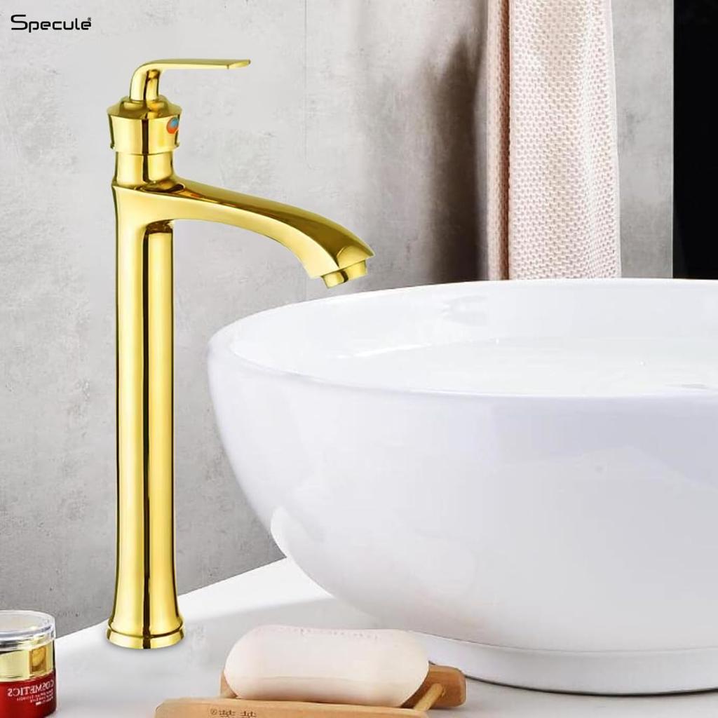 Atrio Tall Body Wash Basin 12 Inches Pillar Tap (Gold) – by Specule