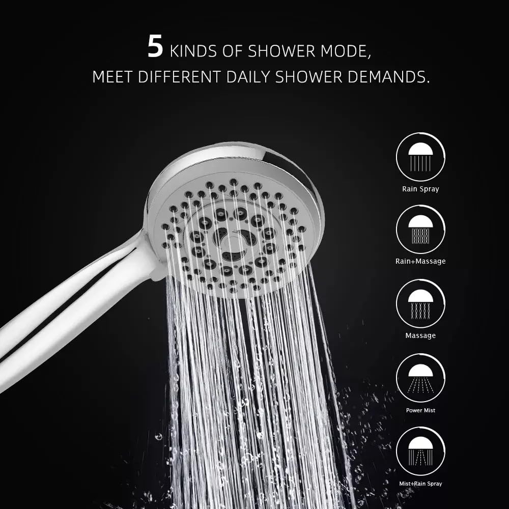 Alive Brass Diverter Set with Spout, 8" Overhead Ceiling Mount Shower & Hand Shower Chrome Finish - by Specule