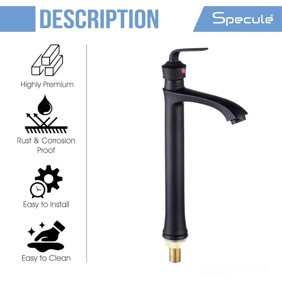 Atrio Tall Body Wash Basin 12 Inches Pillar Tap (Black) – by Specule