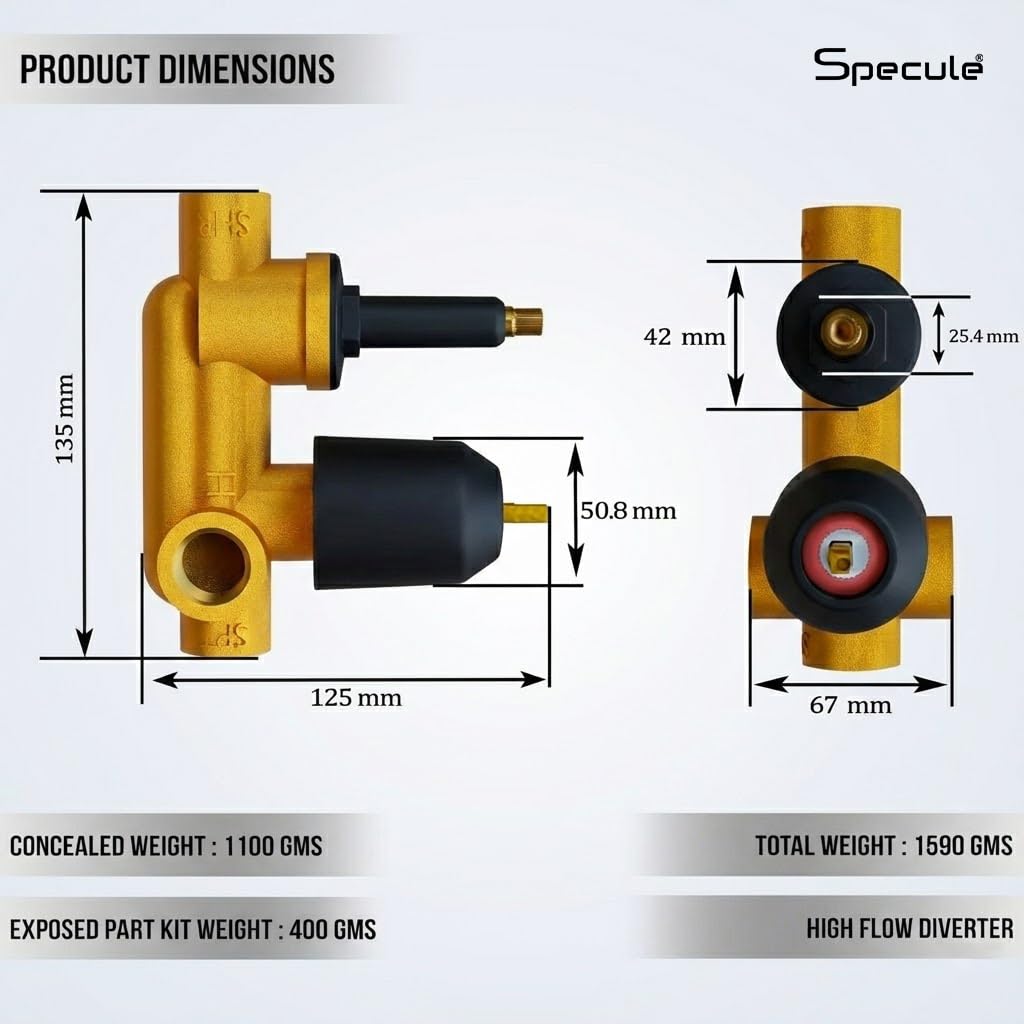 Matte Black High-Flow Shower Diverter Set - by Specule