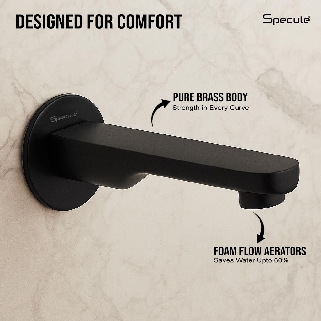 Coral Brass Matt Black Plain Bath Tub Spout - by Specule