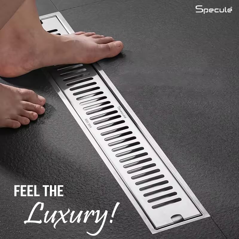 Linear Shower Drain Channel 12x4 Inch with Cockroach Trap (304 Grade Stainless Steel) – by Specule