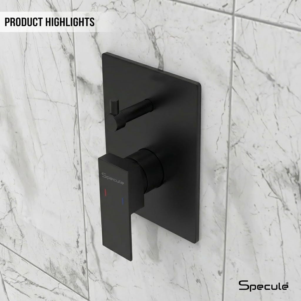 Wall-mounted bathroom diverter valve – matte black high-flow shower diverter